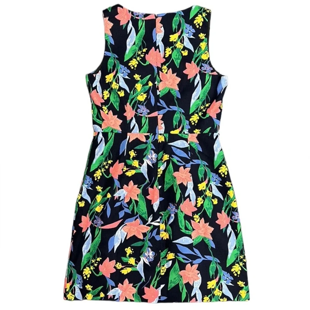 J. Crew Blue Floral Square Neck Sleeveless Lined Sheath Dress Women's Size 10